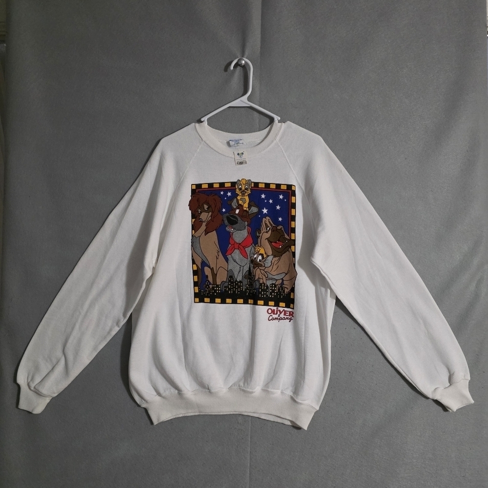 NWT VTG Disney Oliver And Company Crewneck Sweatshirt Made In USA Size XL